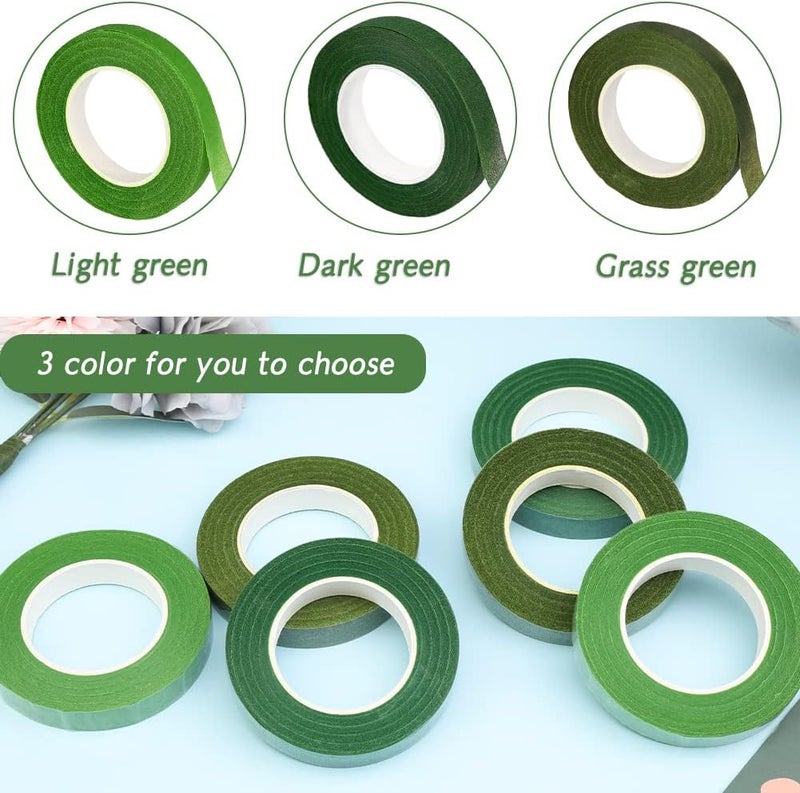 SOCNITC 6 Rolls Floral Tape, 1/2" by 180Yard Green Floral Tape for Bouquet Stem Wrap Flower Arranging Craft Projects Corsages, Wedding Bouquet - Image 3